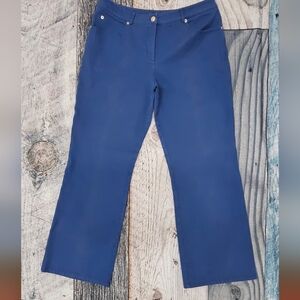 ST.John Sport  Women's Wide Leg Cropped Pants Size 12  Blue Preppy Designer